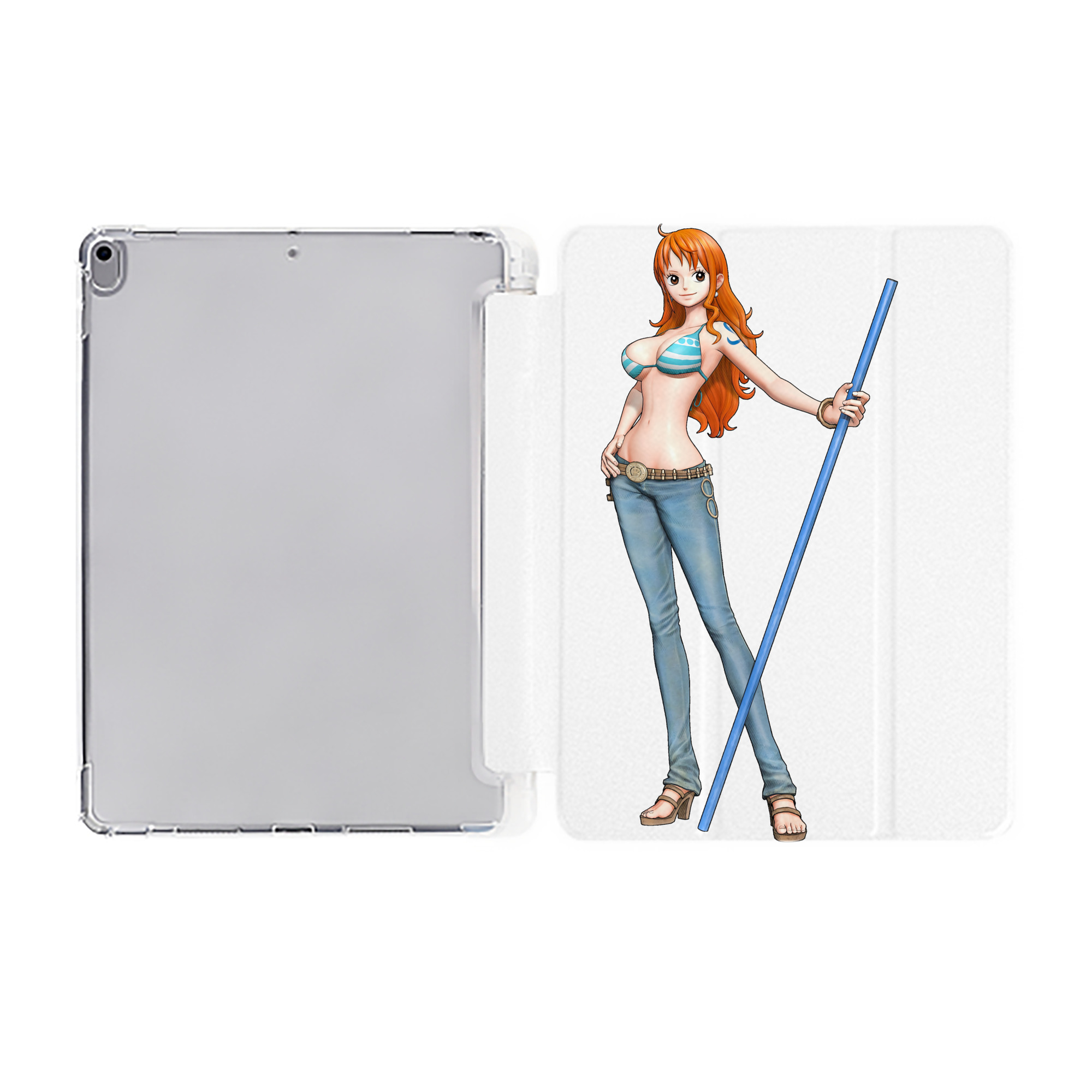 （画像用） ワンピース ナミ ONE PIECE Nami IPad ケース ペン収納付き 三つ折りスタンド PUレザー×シリコン 対応機種9.5/10.5/10.9インチ